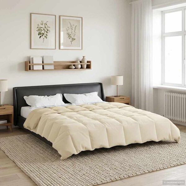 vidaXL Edredom de Ver&atilde;o Simples Creme 220 x 260 cm Microfibra