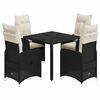 vidaXL 5 pcs conjunto bistr&ocirc; de jardim c/ almofad&otilde;es vime PE preto