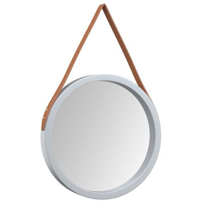 vidaXL Espelho de parede com alça Ø 35 cm prateado
