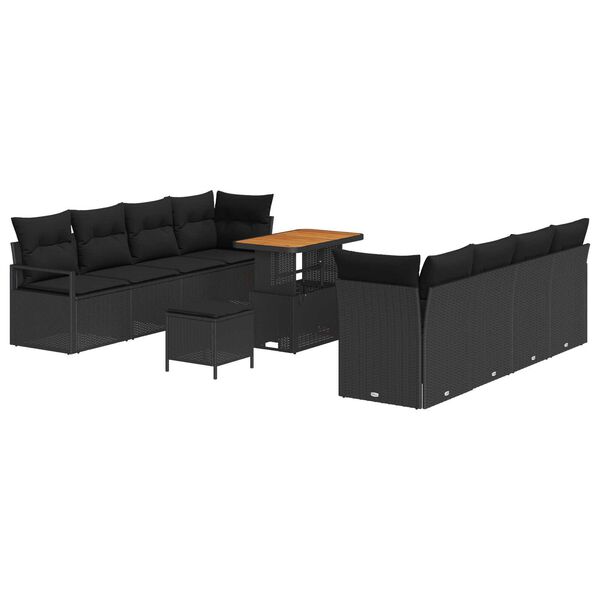 vidaXL Conjunto de Sof&aacute; de Jardim com almofada Preto 90 x 55 x 71 cm