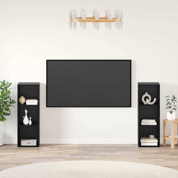 vidaXL Conjunto de móvel de TV 2 pcs Carvalho Preto 107 x 35 x 37 cm