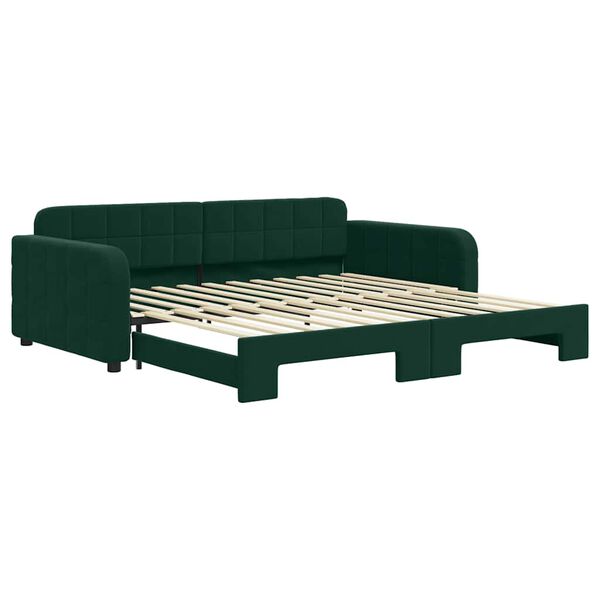 vidaXL Sof&aacute;-cama com gavet&atilde;o 100x200 cm veludo verde-escuro