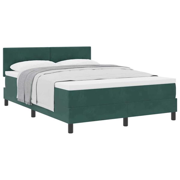 vidaXL Cama Box Spring com Colch&atilde;o Verde Escuro 140 x 200 cm tecido