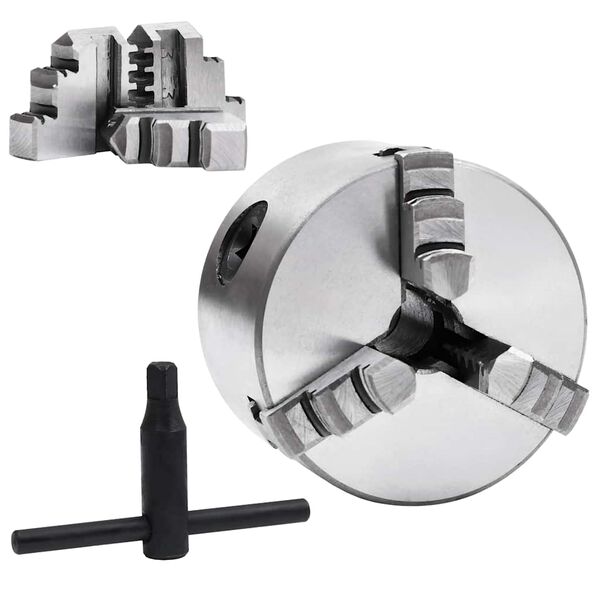 vidaXL Bucha de torno autocentrante com 3 grampos 80 mm a&ccedil;o