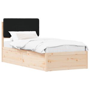 vidaXL Estrutura de Cama com Cabeceira Estofada Preto 100 x 200 cm