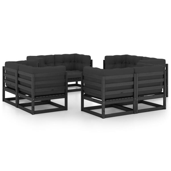 vidaXL 8 pcs conjunto lounge de jardim c/ almofad&otilde;es pinho maci&ccedil;o