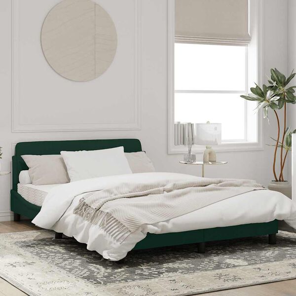vidaXL Estrutura de cama Dover 140x190 cm veludo verde-escuro