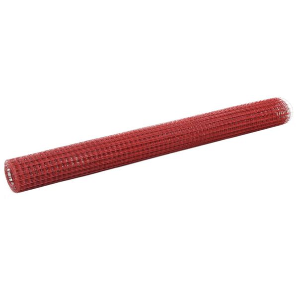 vidaXL Cerca arame galinheiro 10x1,5m a&ccedil;o c/ revestimento PVC vermelho