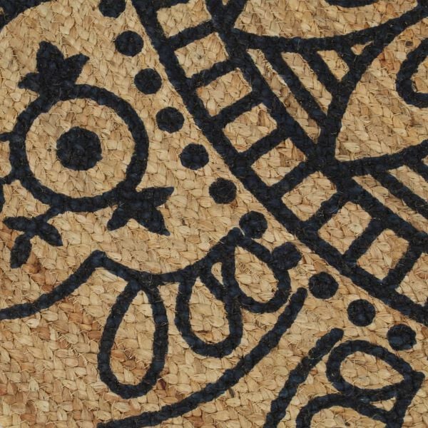 vidaXL Tapete artesanal em juta com impressão a azul-marinho 150 cm