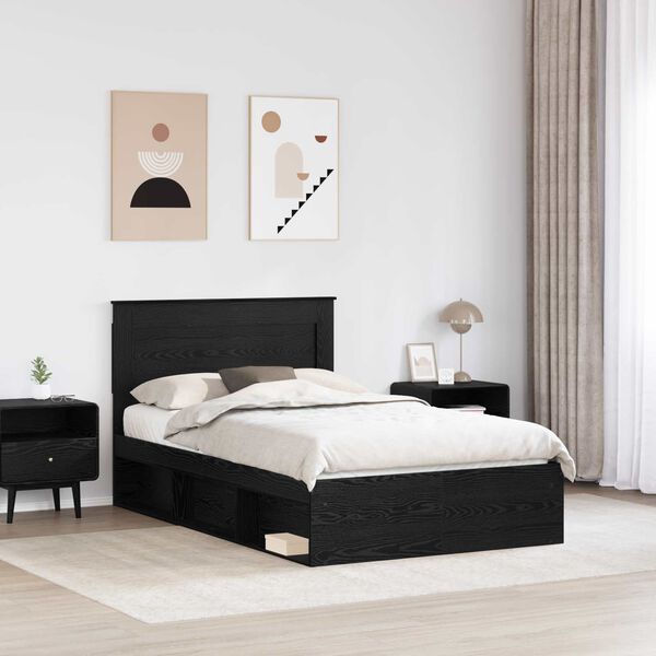 vidaXL Estrutura da Cama Preto 120 x 190 cm Madeira de Pinheiro S&oacute;lida