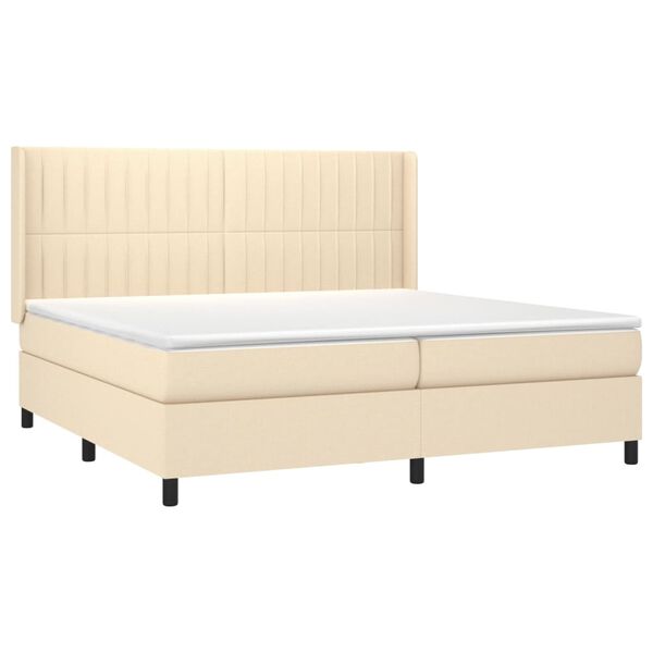 vidaXL Cama box spring c/ colch&atilde;o e LED 200x200 cm tecido cor creme
