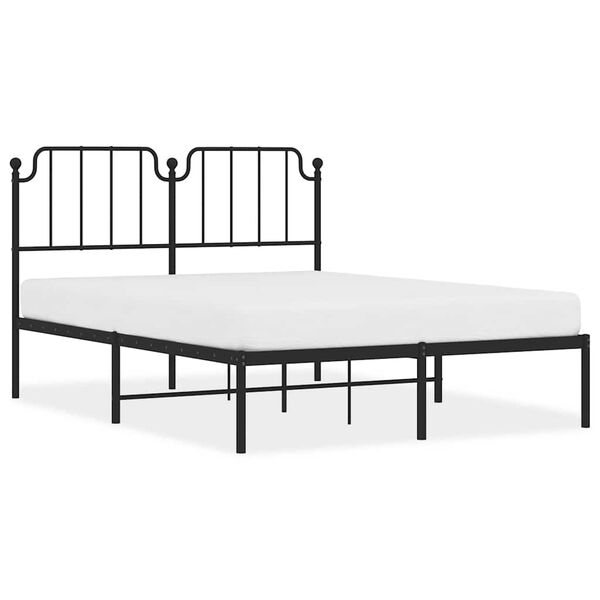 vidaXL Estrutura de cama em metal com cabeceira 150x200 cm preto