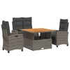 vidaXL 4 pcs conjunto de jantar p/ jardim c/ almofad&otilde;es vime PE cinza