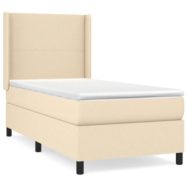 vidaXL Cama com molas/colch&atilde;o 100x200 cm tecido cor creme