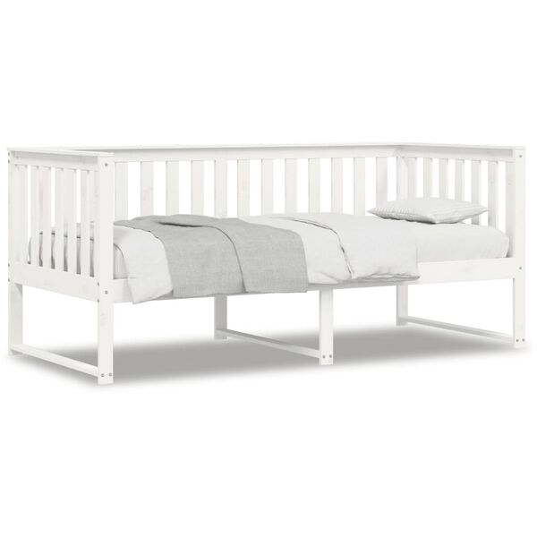 vidaXL Sof&aacute;-cama sem colch&atilde;o 90x200 cm madeira de pinho maci&ccedil;a branco