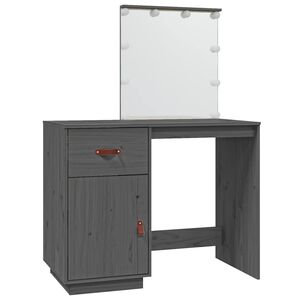 vidaXL Toucador com LEDs 95x50x133,5 cm pinho maci&ccedil;o cinza