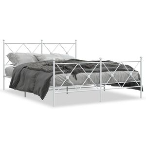 vidaXL Estrutura de cama com cabeceira e p&eacute;s 150x200 cm metal branco