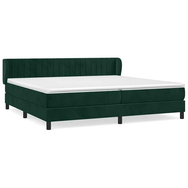vidaXL Cama com molas/colch&atilde;o 200x200 cm veludo verde-escuro