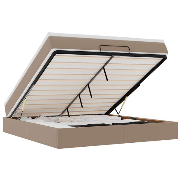 vidaXL Estrutura de cama otomana com colch&atilde;o cappucino 180x200 cm