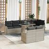 vidaXL Conjunto de lounge 9 pcs Cinzento-claro Rattan Sintético