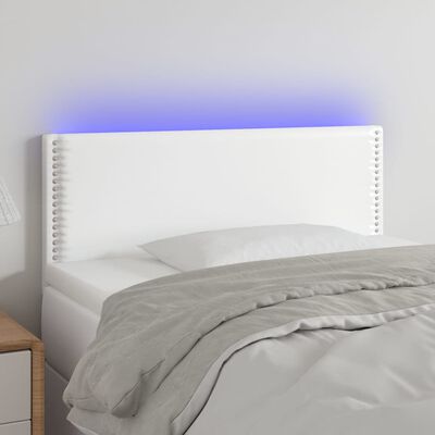 vidaXL Cabeceira de cama c/ LED couro artificial 80x5x78/88 cm branco