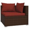 vidaXL 9 pcs conjunto lounge jardim c/ almofad&otilde;es vime PE castanho