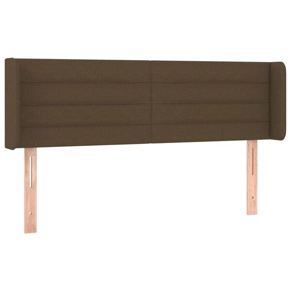 vidaXL Cabeceira de cama c/ abas tecido 147x16x78/88cm castanho-escuro