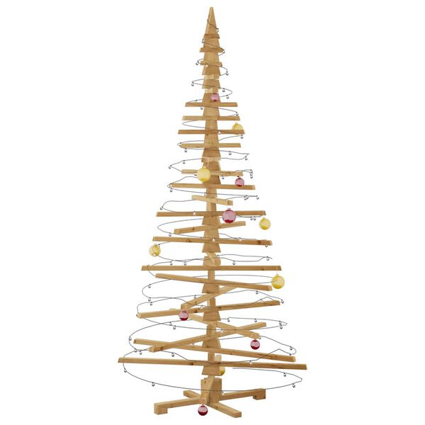 vidaXL &Aacute;rvore de Natal de Madeira com suporte Castanho 210 cm