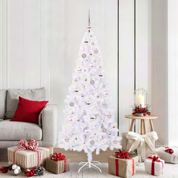 vidaXL &Aacute;rvore de Natal Artificial com 300 LEDs Branco 180 cm PVC e A&ccedil;o