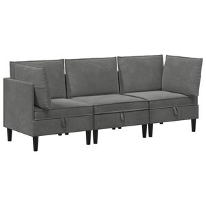 vidaXL Conjunto de M&oacute;veis para Sala de Estar 3 unid. Cinzento-Escuro