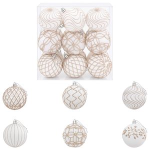 vidaXL Conjunto de Bolas de Natal XL 18 unid. Branco e Ouro Rosa