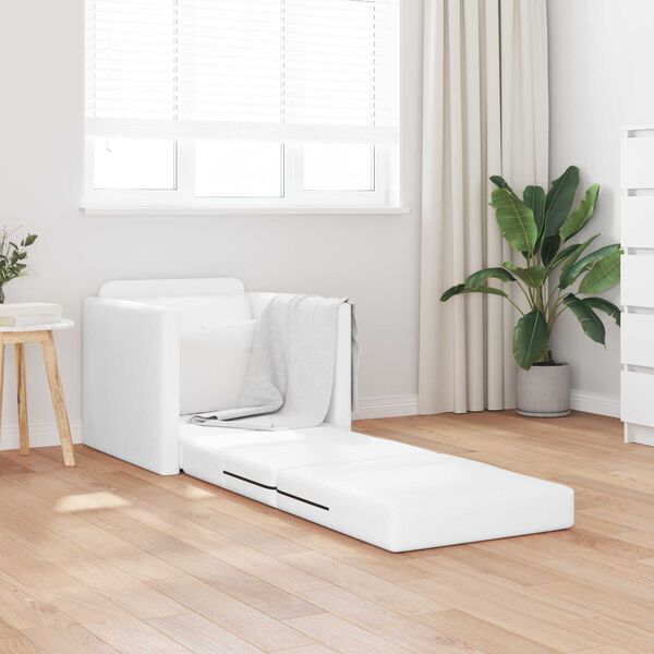 vidaXL Sof&aacute;-Cama Dobr&aacute;vel Branco 74 x 77 x 81 cm PVC