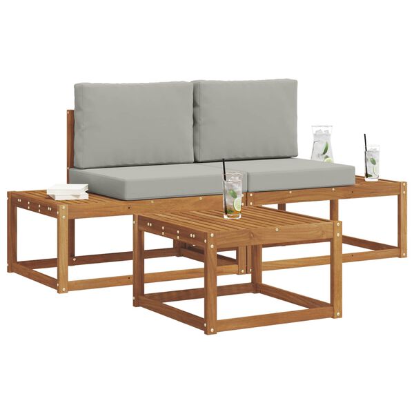 vidaXL Conjunto de Sof&aacute;s para Exterior com almofada 3 pcs Natural