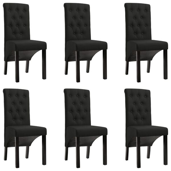 vidaXL Cadeiras de jantar 6 pcs tecido preto