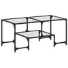 vidaXL Mesa de centro c/ topo em vidro transparente 98,5x50x45 cm a&ccedil;o