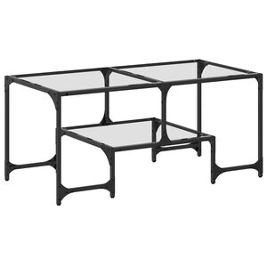 vidaXL Mesa de centro c/ topo em vidro transparente 98,5x50x45 cm a&ccedil;o