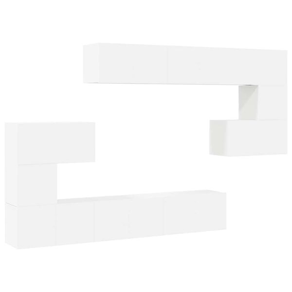 vidaXL 10 pcs conjunto de m&oacute;veis de TV derivados de madeira branco