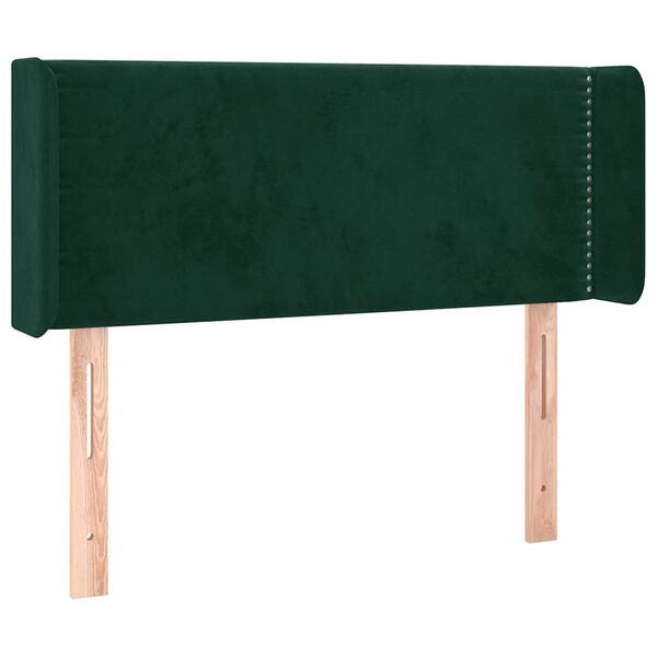 vidaXL Cabeceira cama c/ luzes LED veludo 83x16x78/88 cm verde-escuro