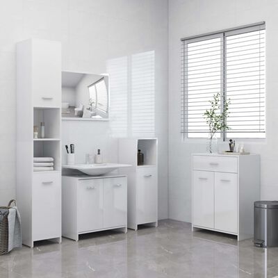vidaXL Armário casa de banho 60x33x80 cm contrapl. branco brilhante