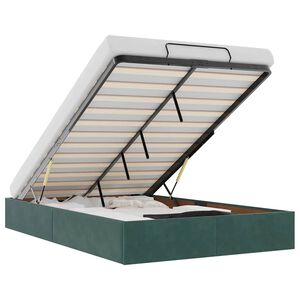 vidaXL Otomano Bed Frame No Colch&atilde;o Verde Escuro 120x200 cm Veludo