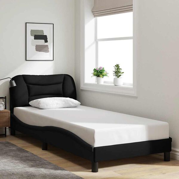 vidaXL Estrutura de cama sem colch&atilde;o Hvar 90x190 cm tecido preto