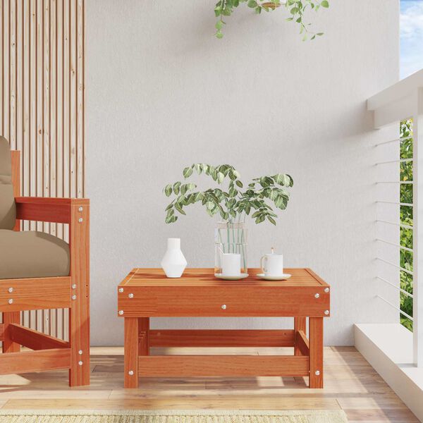 Apoio para os p&eacute;s de jardim Madeira de pinho maci&ccedil;o Castanho Cera