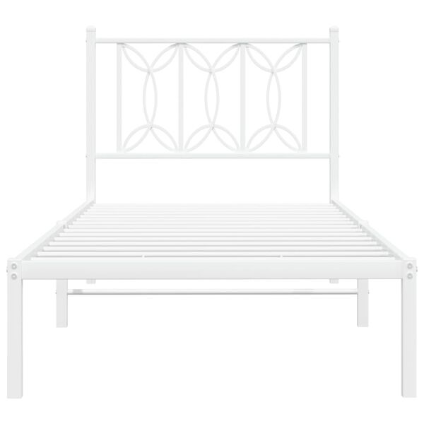 vidaXL Estrutura de cama com cabeceira 90x200 cm metal branco