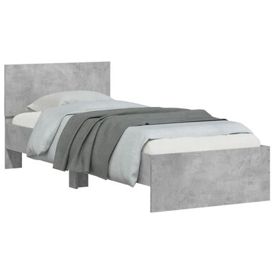 vidaXL Estrutura de cama c/ cabeceira derivados madeira cinza-cimento