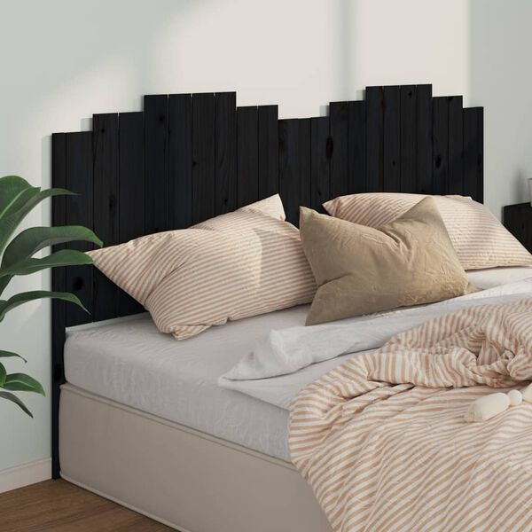vidaXL Cabeceira de cama 206x4x110 cm pinho maci&ccedil;o preto