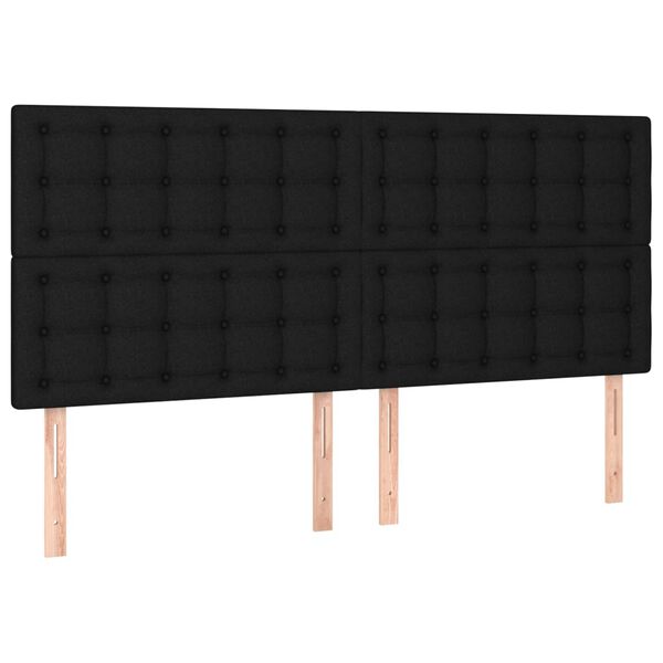 vidaXL Cabeceira de cama c/ luzes LED tecido 160x5x118/128 cm preto