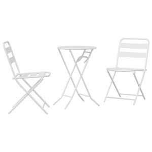 vidaXL Conjunto Bistro de Jardim 3 unid. Branco A&ccedil;o