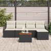 vidaXL Conjunto de Sof&aacute; de Jardim com almofada 6 pcs Preto vime PE