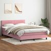 vidaXL Cama box spring c/ colch&atilde;o e LED 160x210 cm veludo rosa