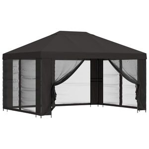 vidaXL Gazebo de Jardim com Laterais 4 &times; 3 m Antracite Poli&eacute;ster e A&ccedil;o